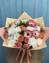 Букет цветов из:  Розы, Герберы и Хризантемы #REPLACE_PRED# Медвенке
