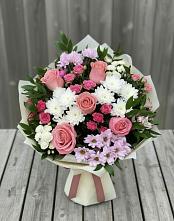 Букет цветов из:  Альстромерии, Гвоздики, Розы и Хризантемы в Медвенке