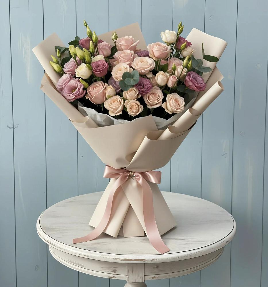 Букет цветов из: Розы и Лизиантусы в Медвенке