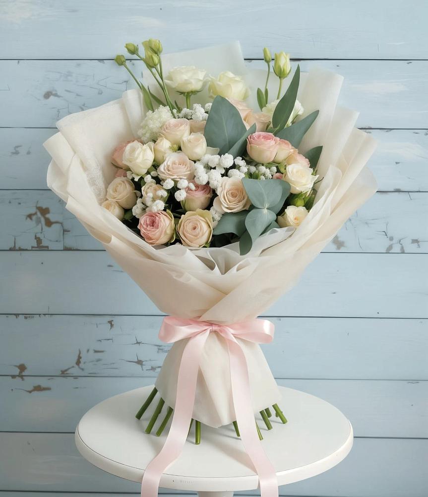 Букет цветов из: Розы и Лизиантусы в Медвенке