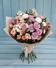 Букет цветов из:  Хризантемы, Розы и Альстромерии в Медвенке