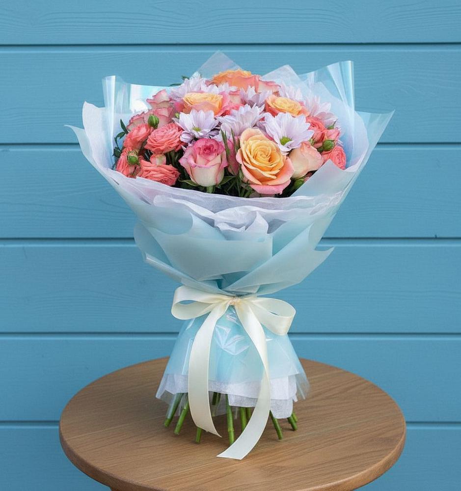 Букет цветов из: Хризантемы и Розы в Медвенке